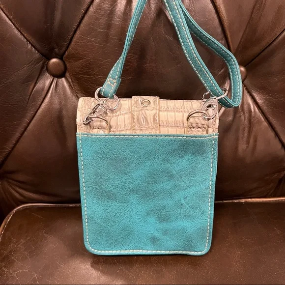 Crossbody purse turquoise/white/taupe - Picture 6 of 6